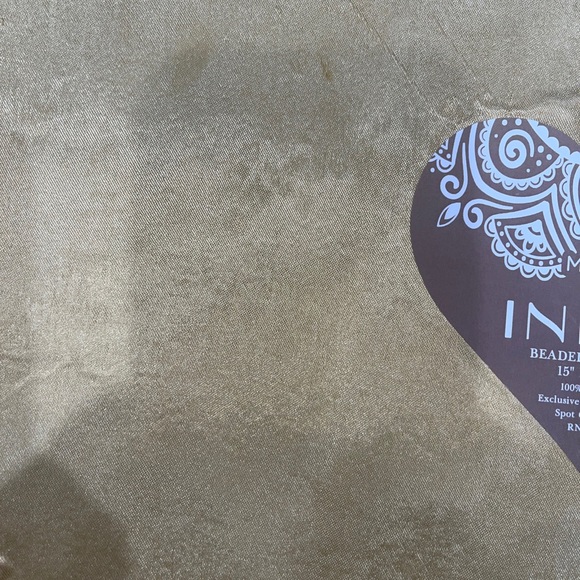 Made In India Beaded Charger Placemat Centerpiece 15”Round White Gold Christmas - Picture 5 of 5